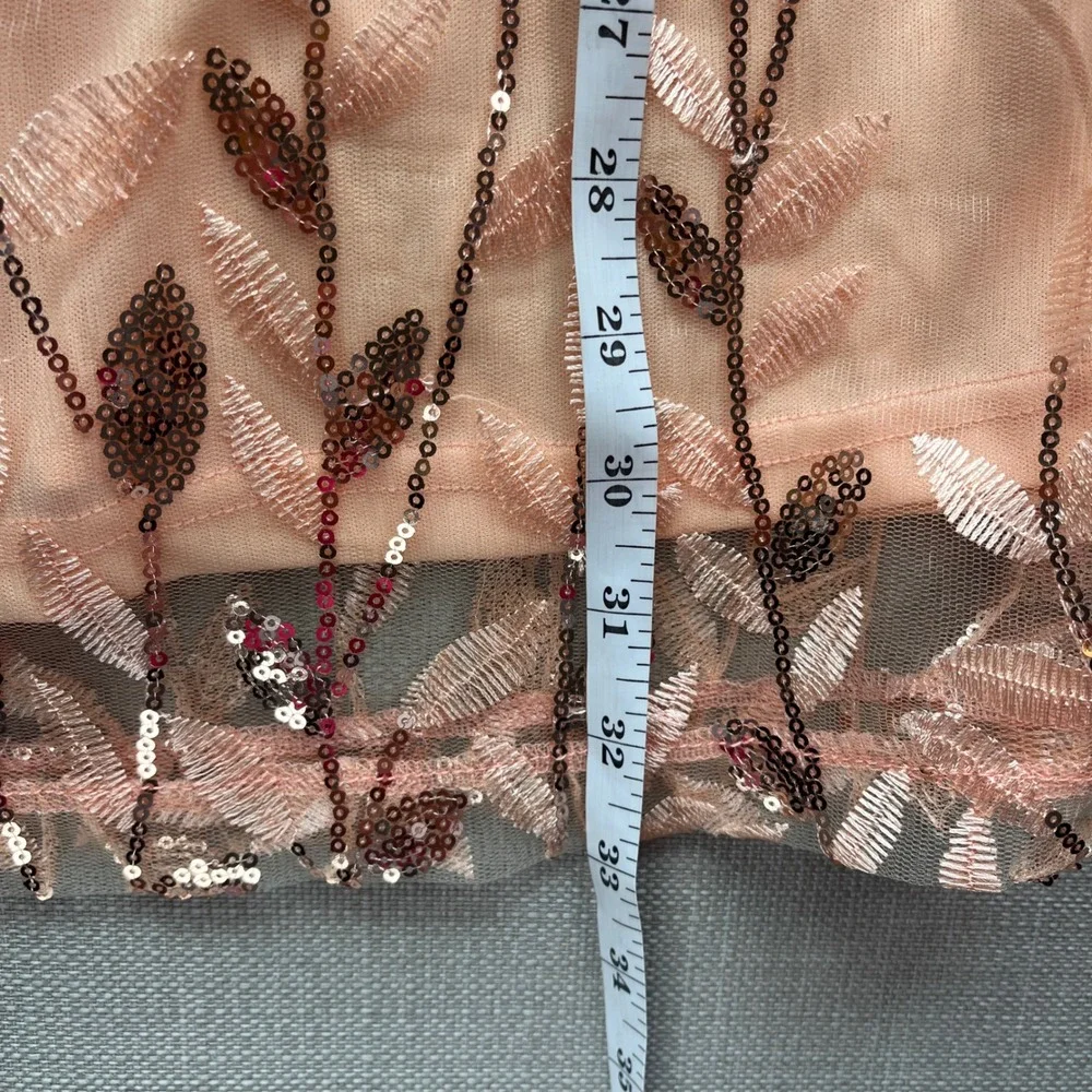 JJs House Ineta Womens XL Orange Sequin Mesh Cocktail Dress Short Sleeve NWT - Picture 4 of 7